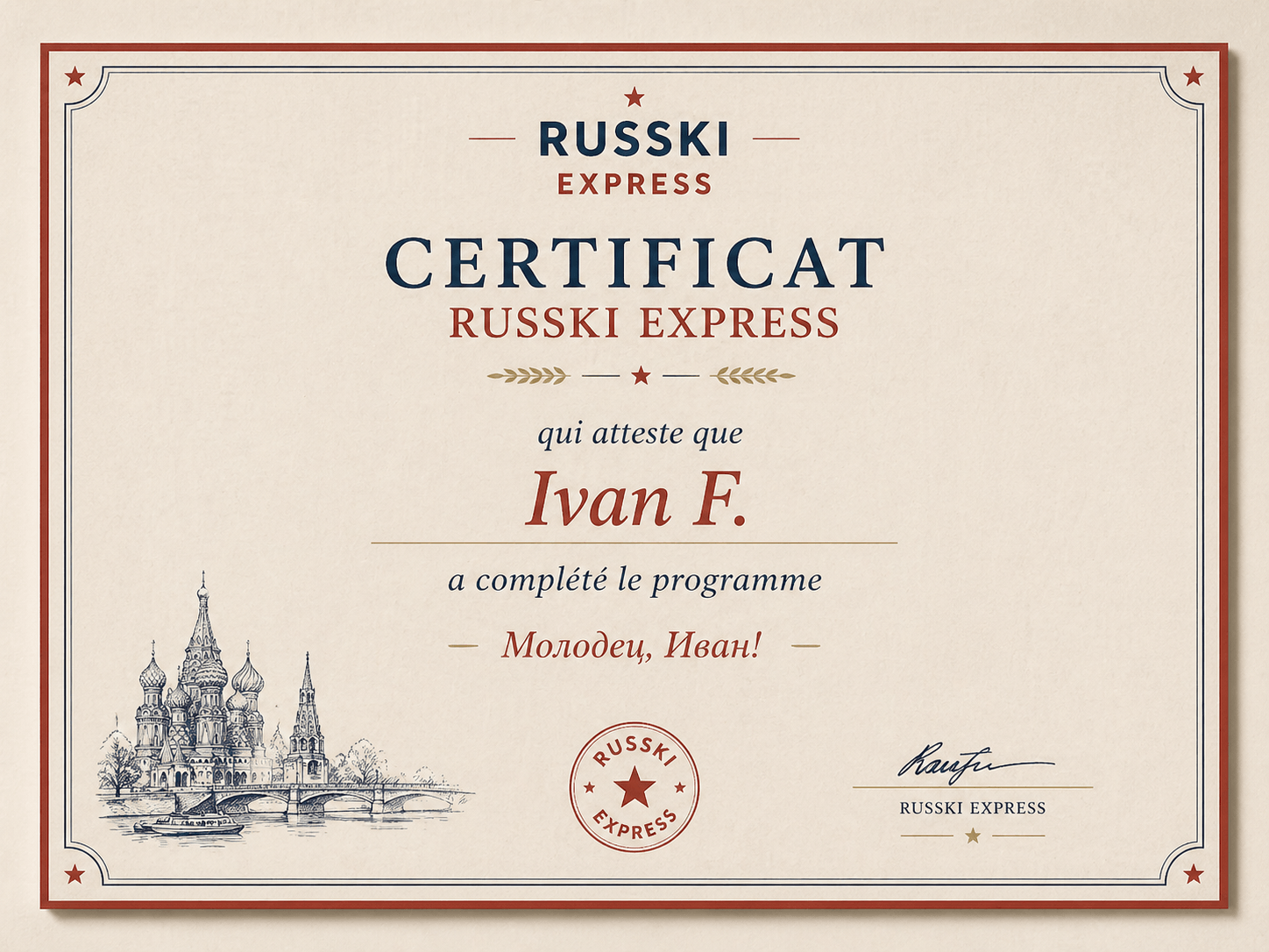 Certificat Russki Express