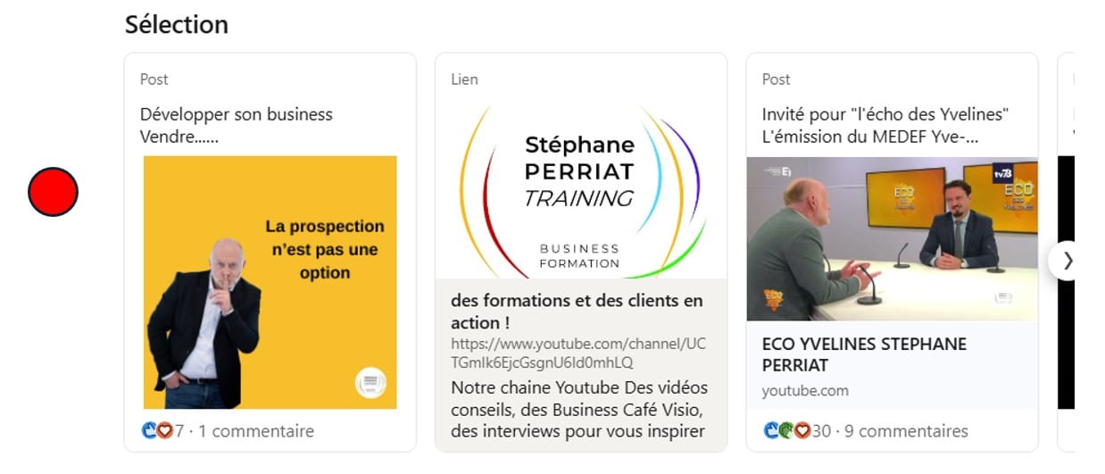 Exemple de section Sélection LinkedIn