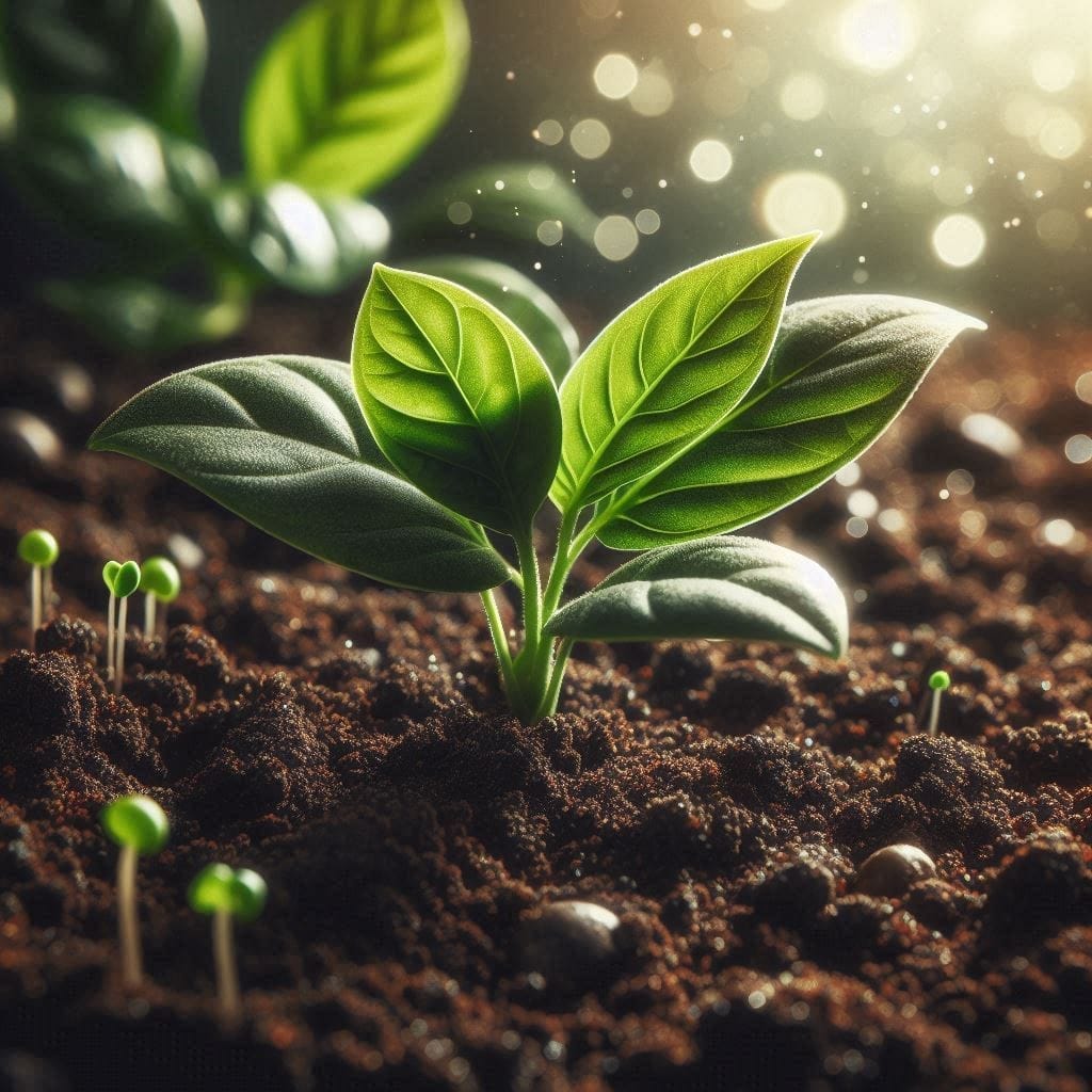 Strong plant growing in healthy soil representing moral development.