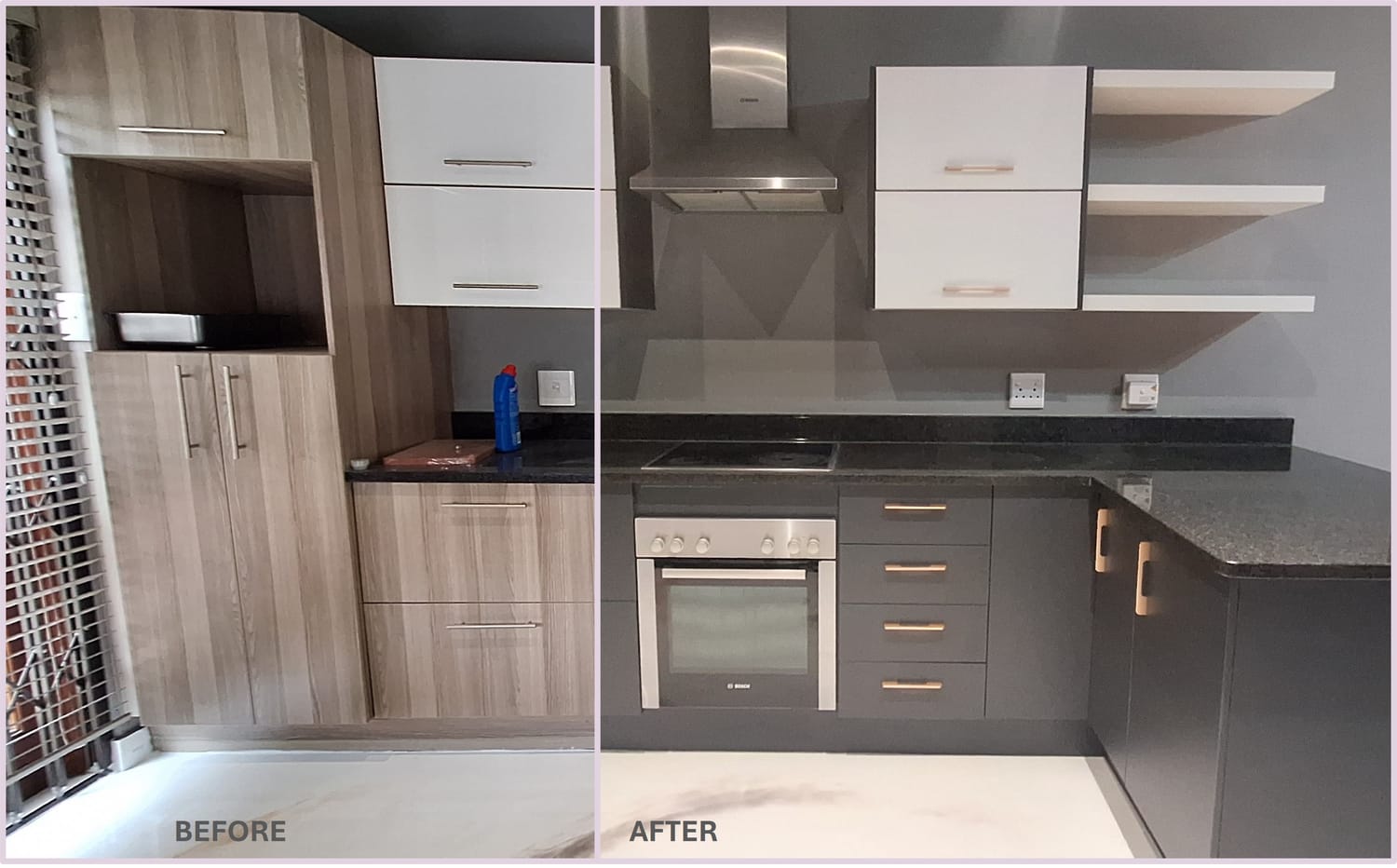 Freshly wrapped residential cabinetry