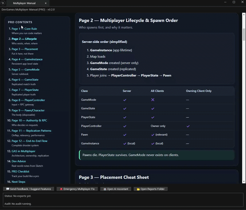 DevGames Multiplayer Plugin running inside Unreal Engine
