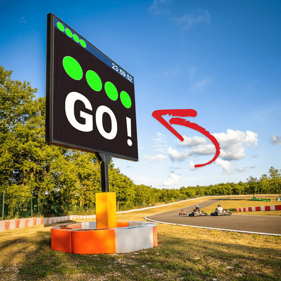 Écran LED Artixium installé sur un circuit de karting