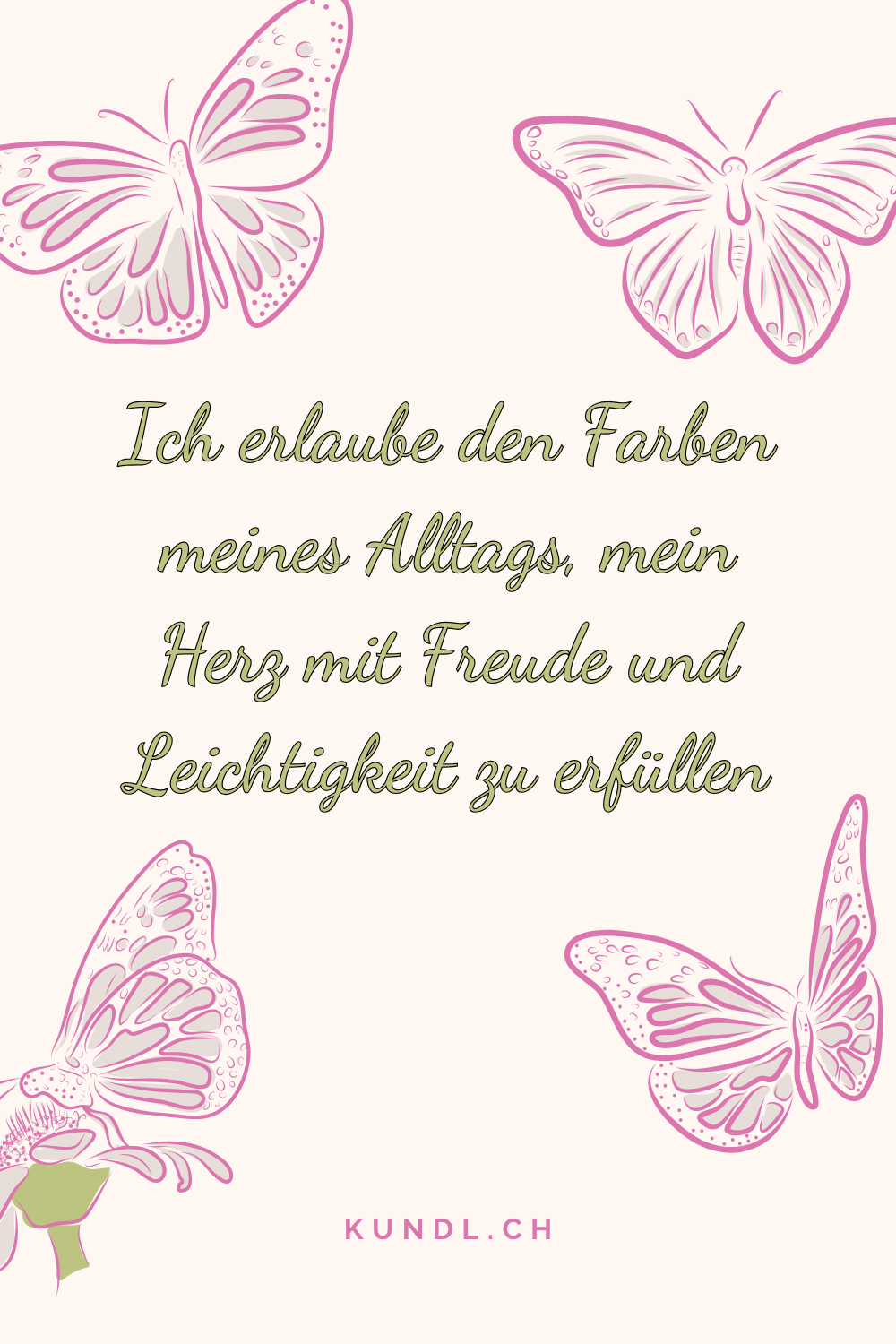 4 Schmetterling um den Text einer Affirmation zur Farbtherapie