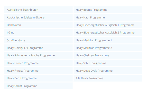 Übersicht über Healy Analysen