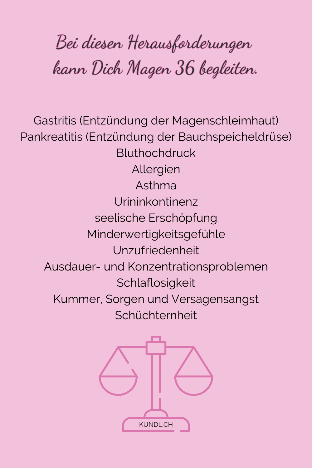 Aufzählung zur Themen bei denen Magen 36 hilfreich sein kann als Verlinkung zu Pinterest