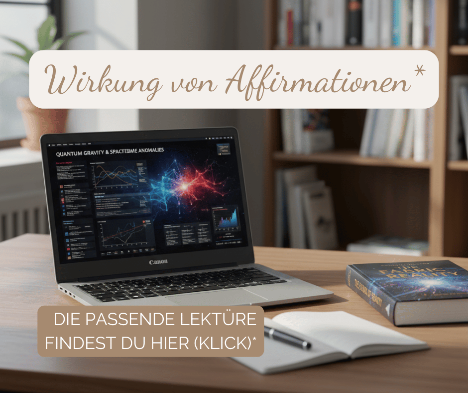 PC und Buch zur Wirkung von Affirmationen
