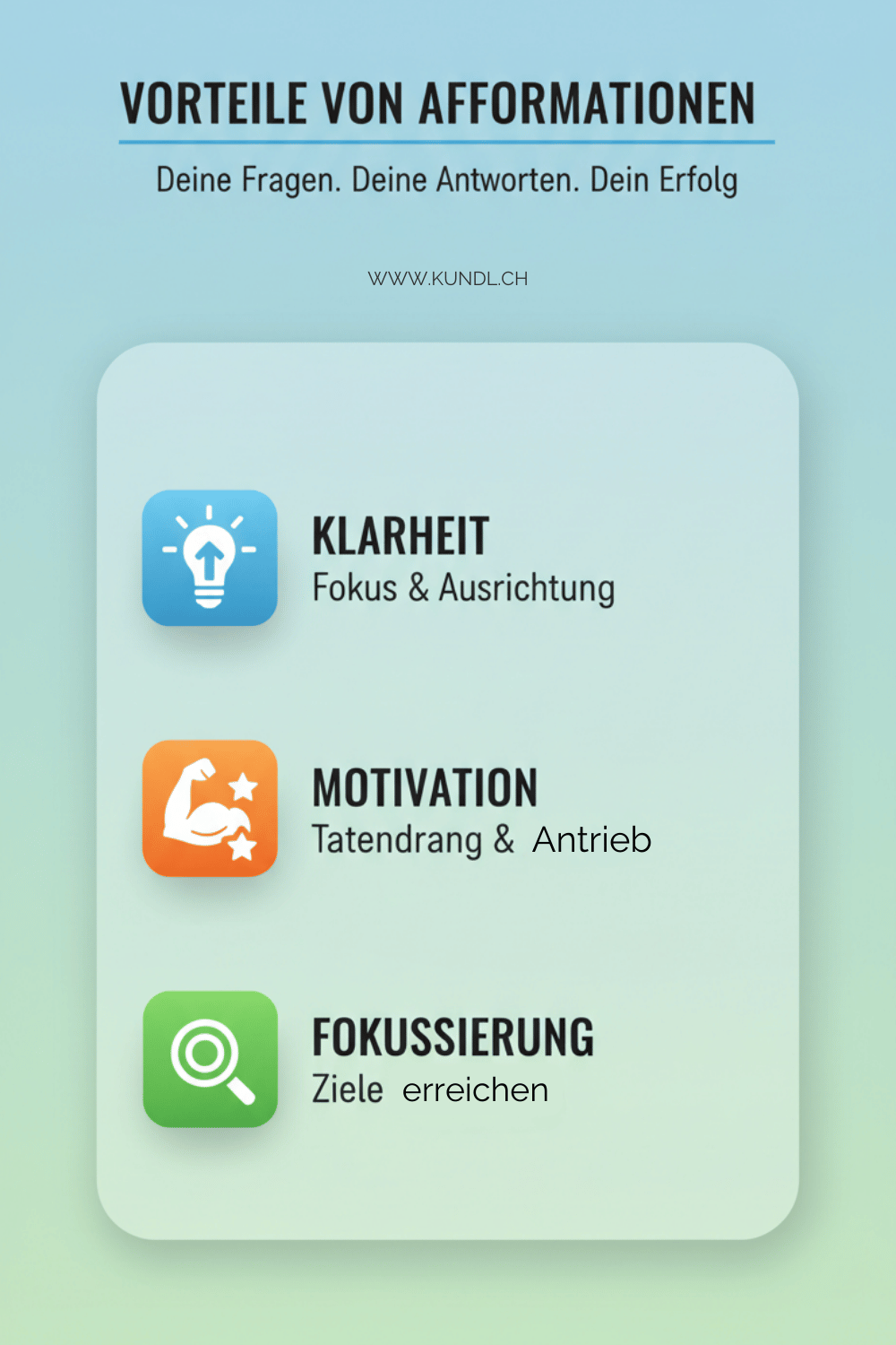 Icons für die Vorteile von Afformationen