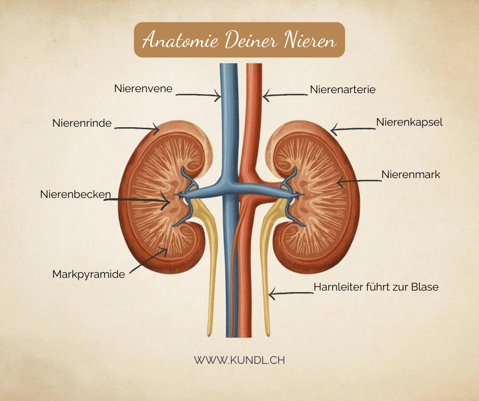Anatomie deiner Nieren mit Bezeichnungen