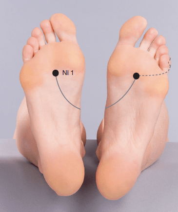 Niere 1 an den Fusssohlen markiert