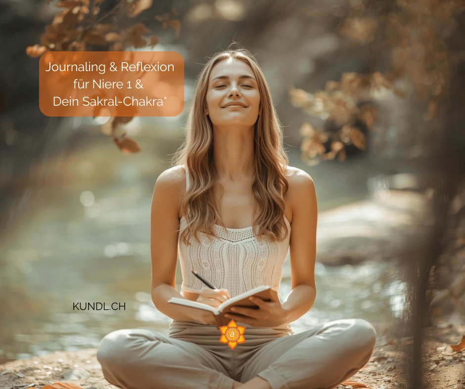 entspannte Frau beim achtsamen Journaling für Niere 1 und das Sakralchakra 