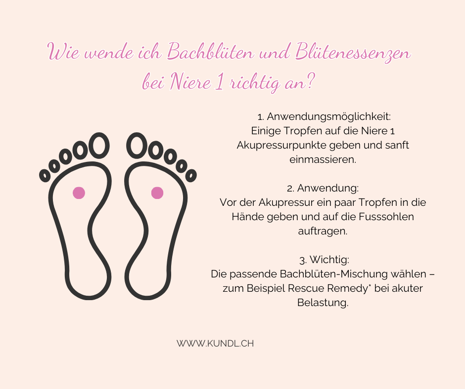 Lage der Niere 1 Akupressurpunkte an der Fusssohle