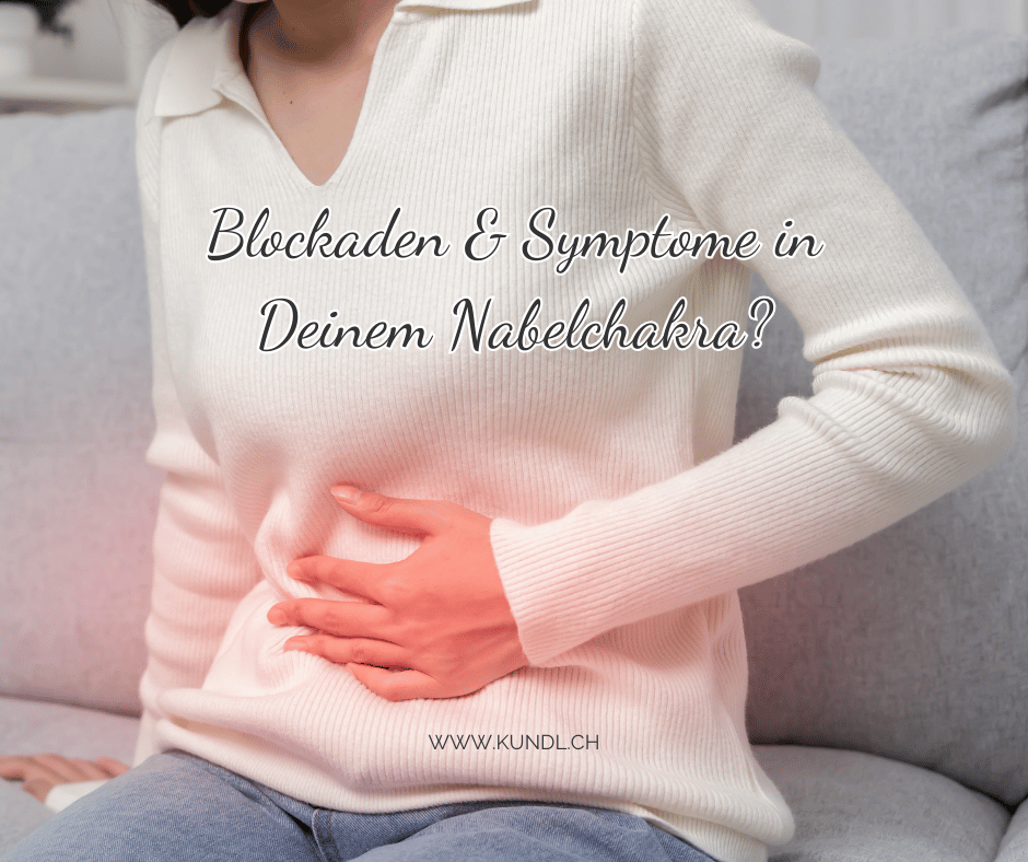 Frau die sich den Bauch hält als Zeichen einer Blockade im Nabelchakra