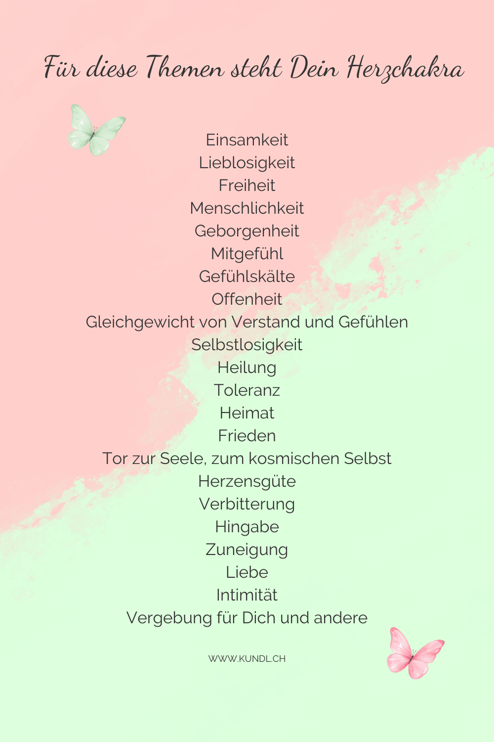 Aquarell in rosa und grün mit Schmetterlingen