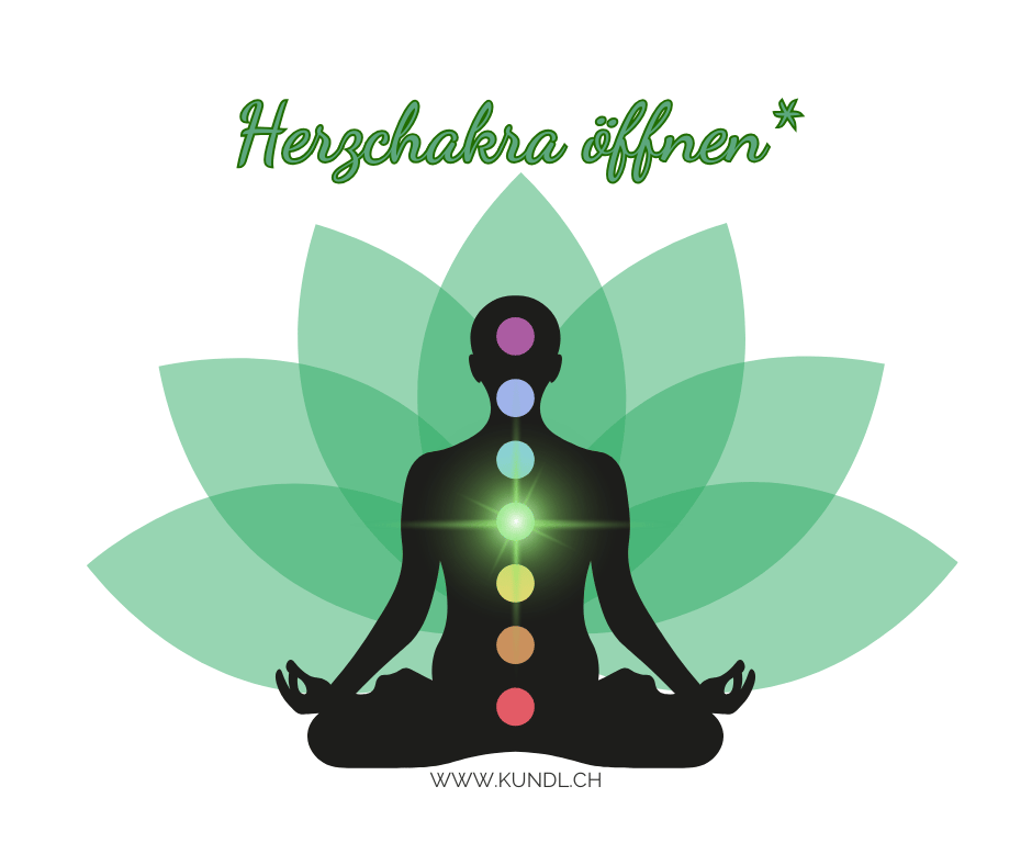 leuchtendes Herzchakra bei menschlicher Silhouette
