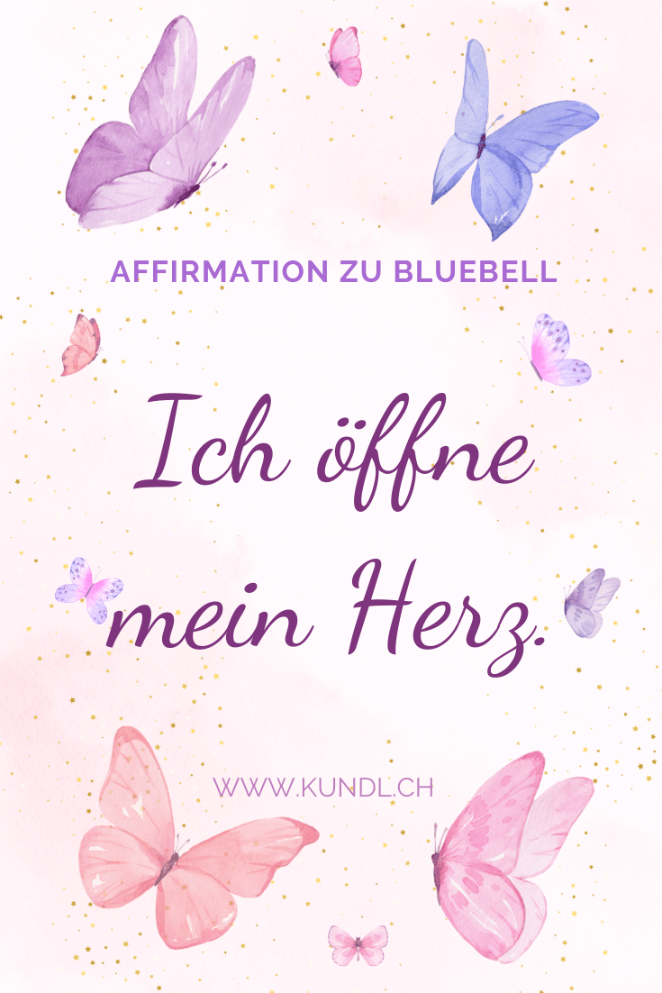 Affirmation zu Bluebell umgeben von Schmetterlingen