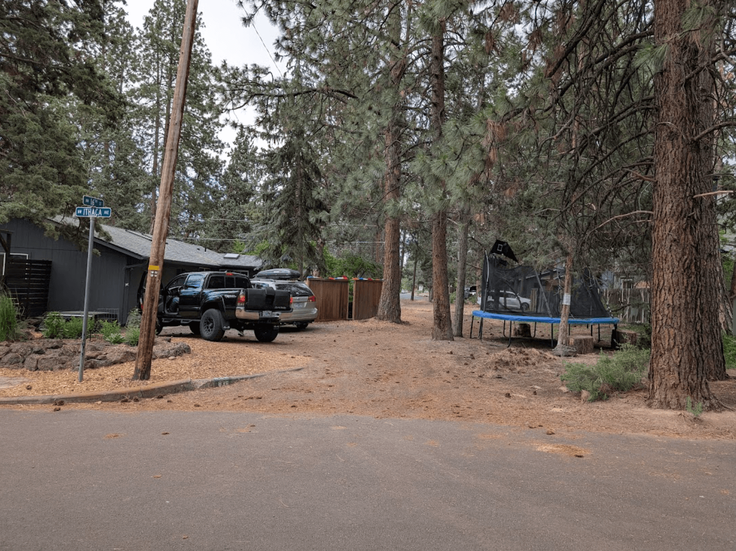 The garage was nestled inside many trees, making access a challenge