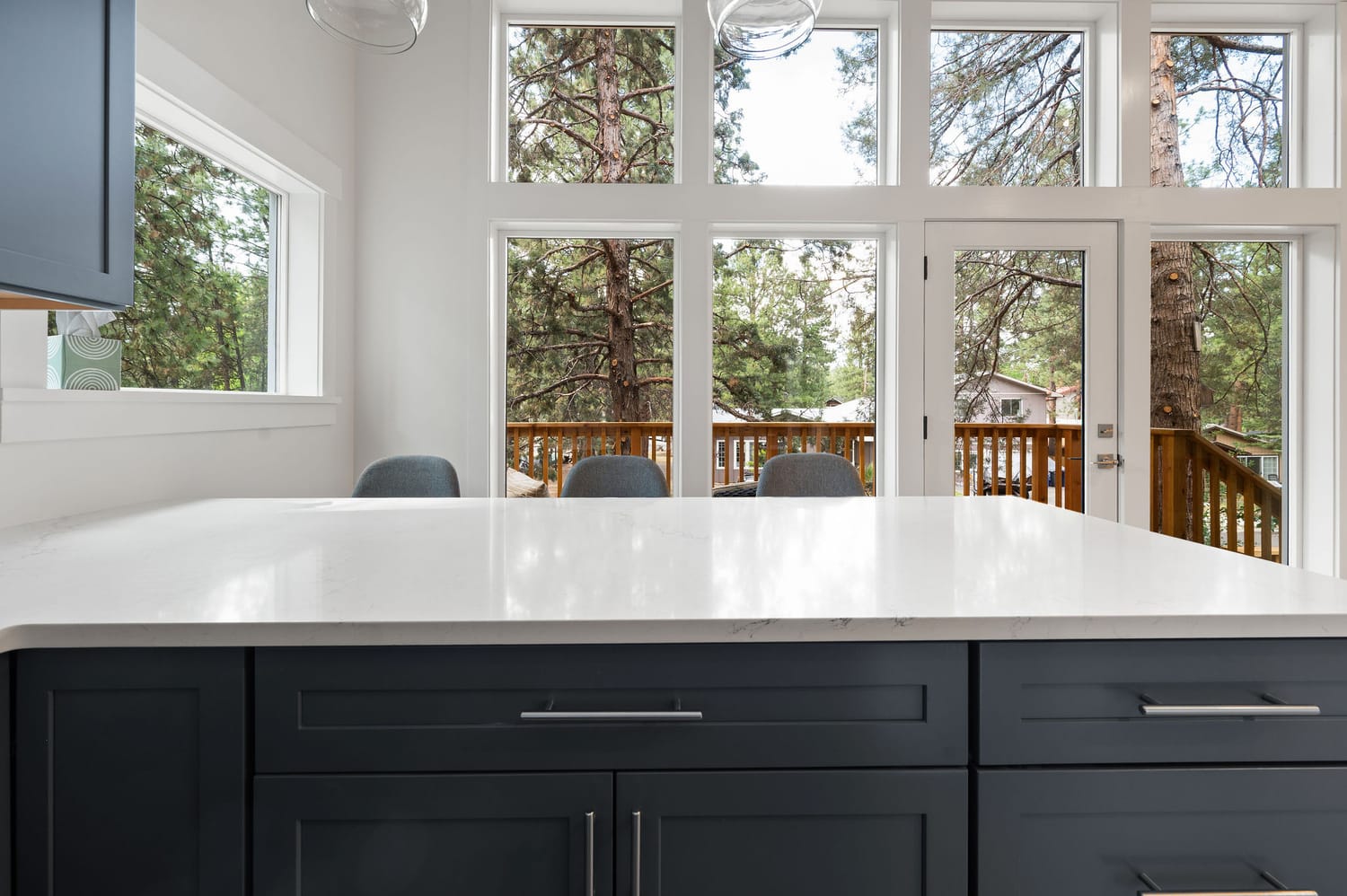 Floor-to-ceiling windows filling the ADU with natural light