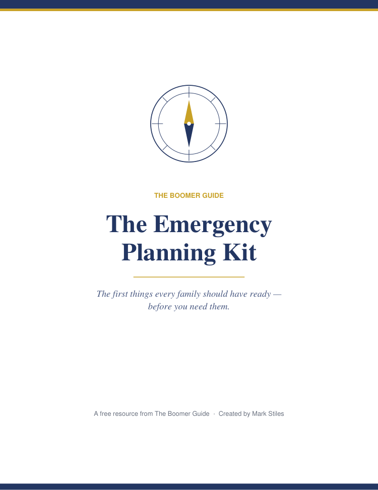 Cover of The Emergency Planning Kit, a free resource from The Boomer Guide