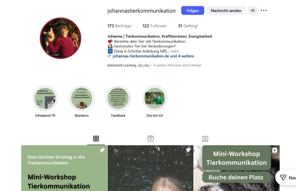 Übersicht der Blogbeiträge zur Tierkommunikation der Tierkommunikatorin Johanna Fleischmann