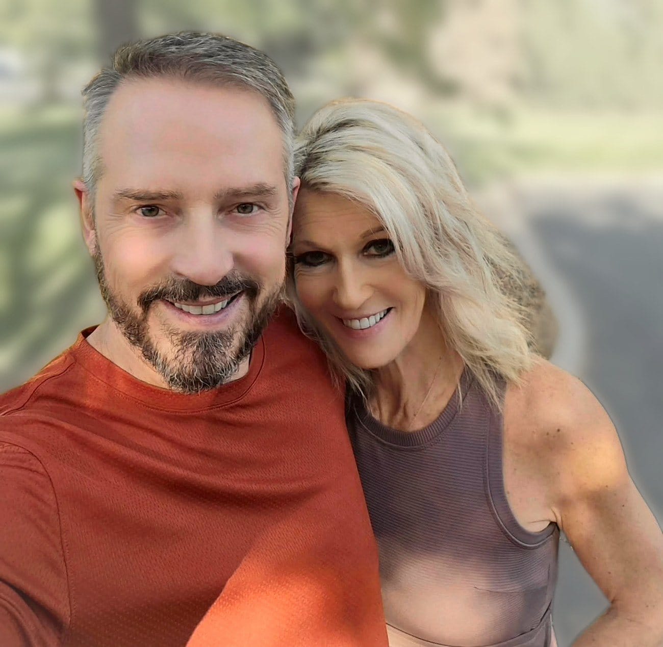 Joey and Natalie Dreger outdoors on an autumn day