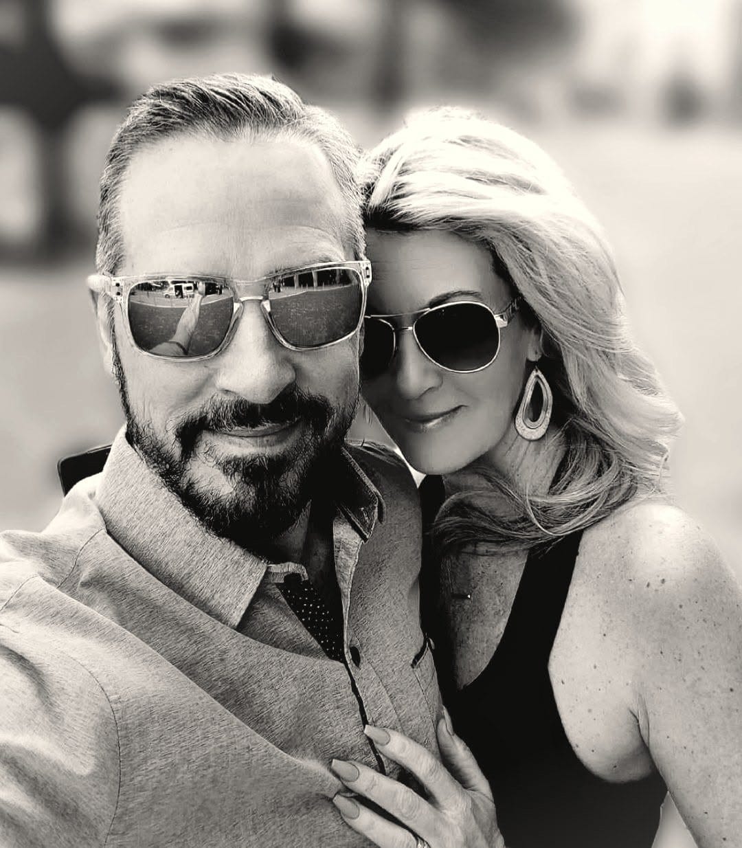 Joey and Natalie Dreger, black and white portrait
