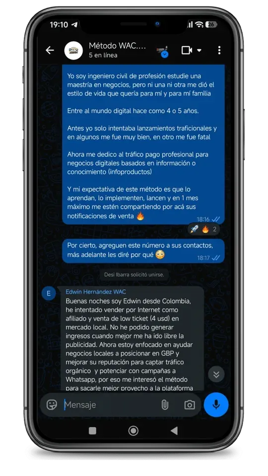 Comunidad de alumnos en WhatsApp
