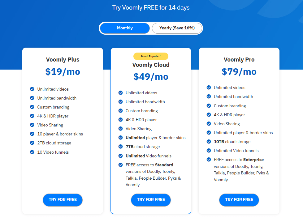 Voomly Cloud Pricing