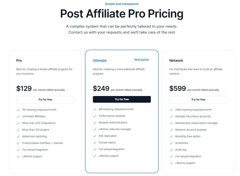 Post Affiliate Pro Pricing