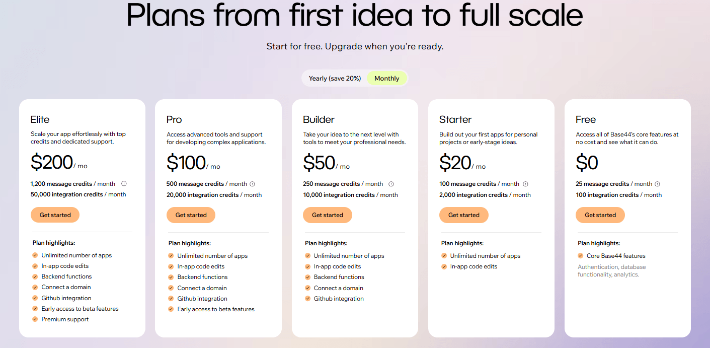 Base44 Pricing