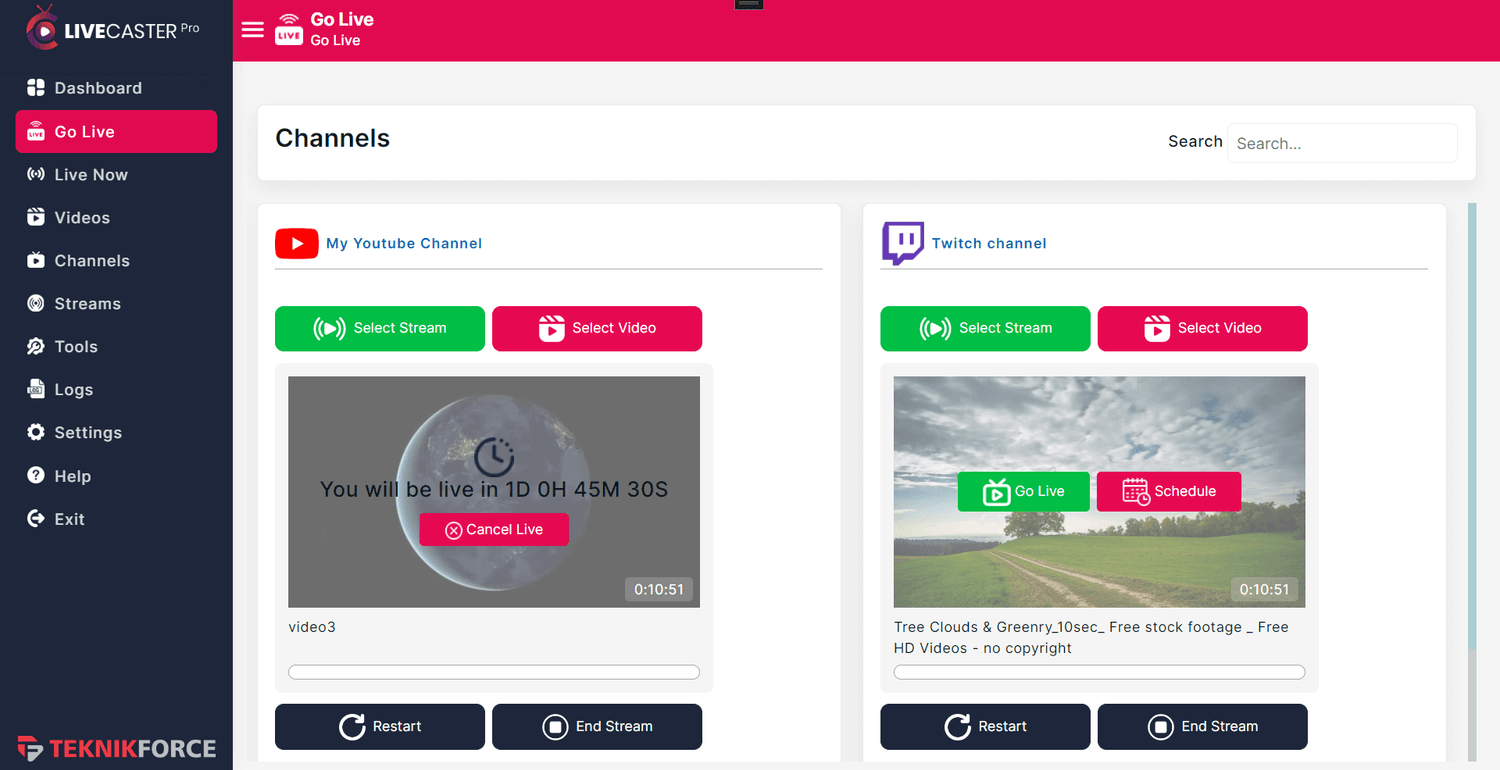Livecaster 24x7 Go Live