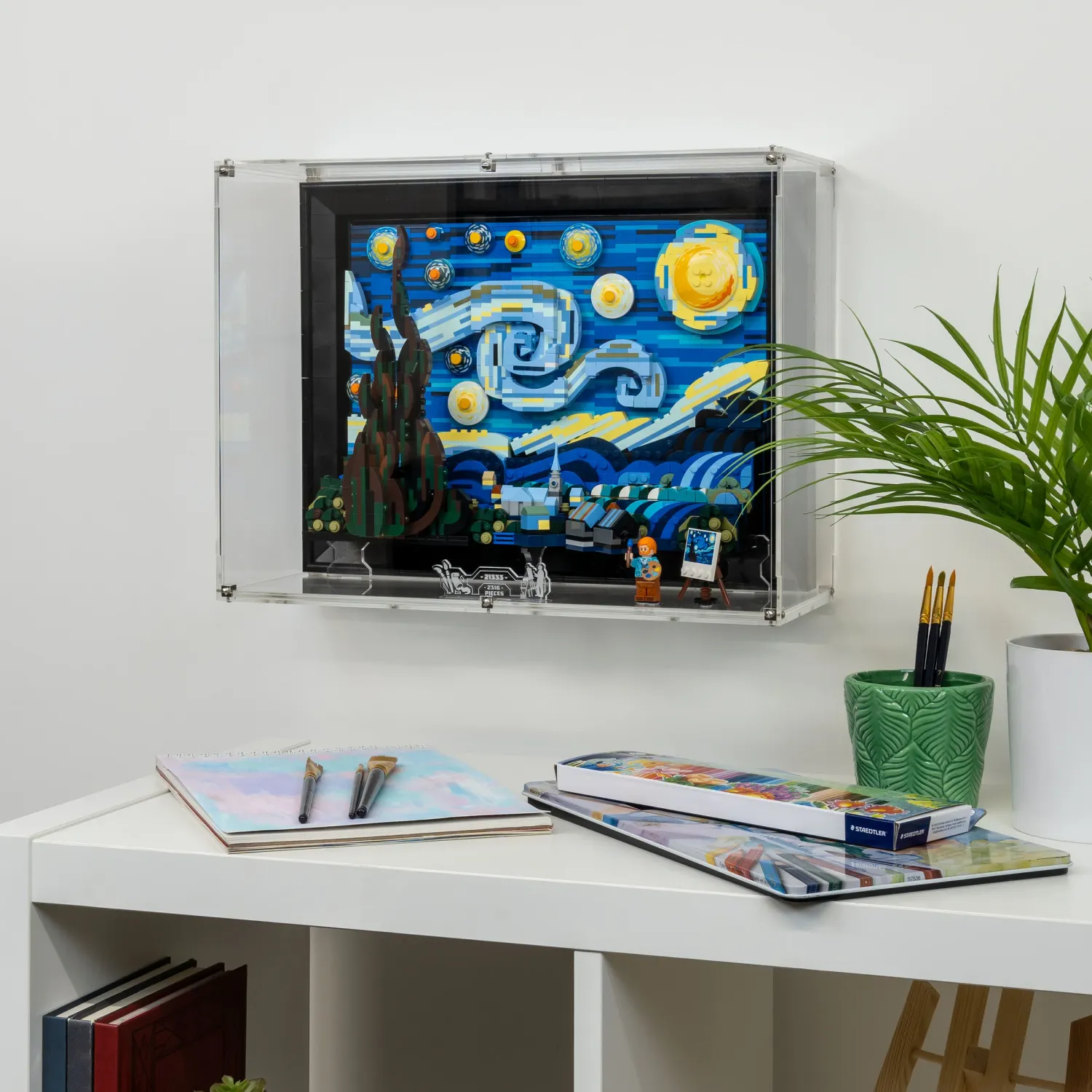 wall mounted display of LEGO Art van Gogh "Starry Night"