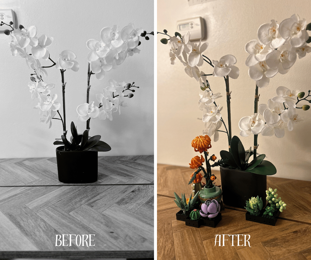 Comparison of a DIY LEGO garden