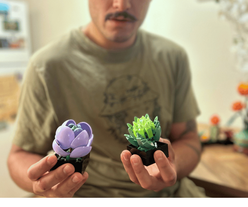 Different styles of LEGO succulents