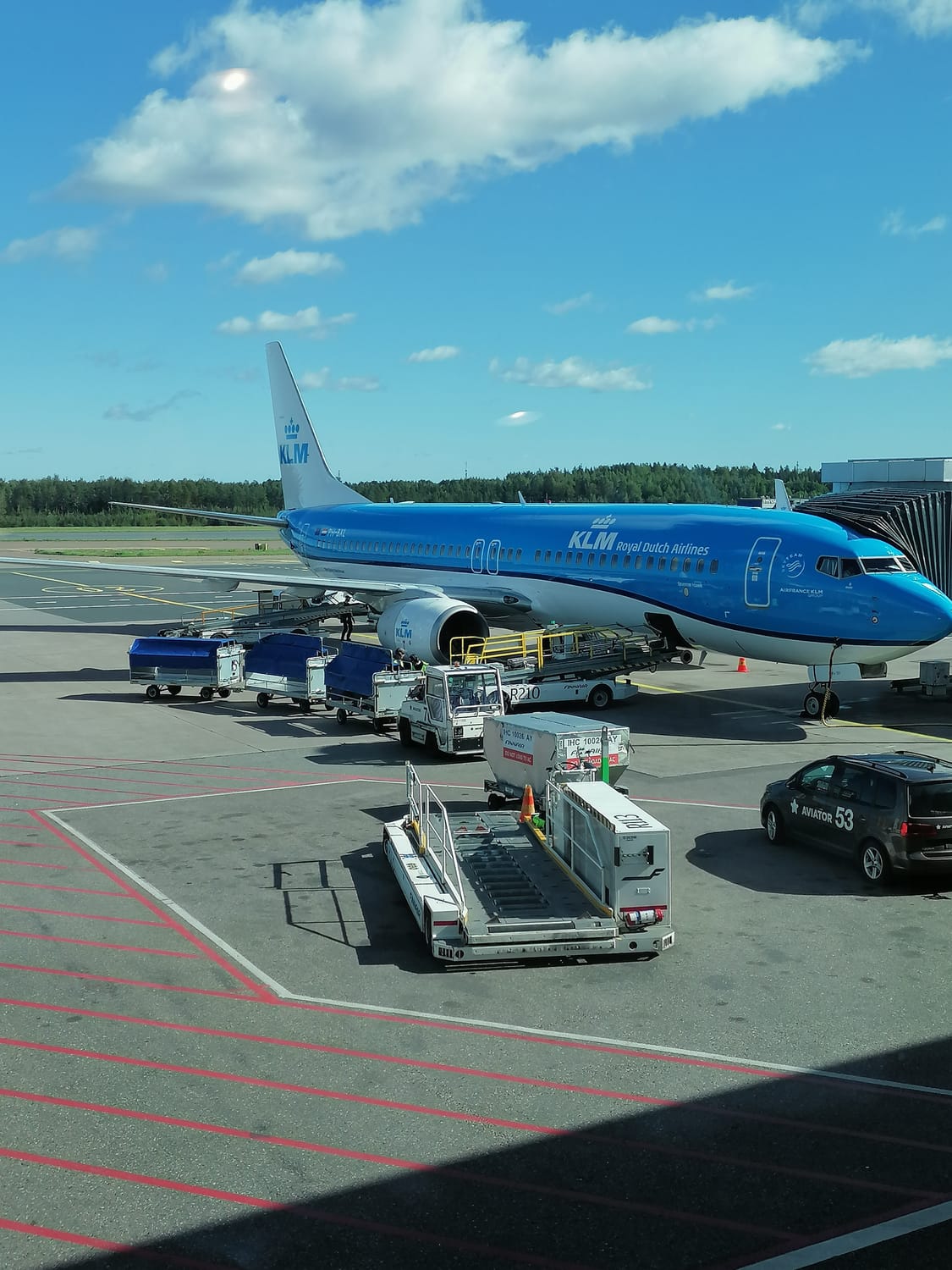 My KLM flight getting ready at Schiphol 