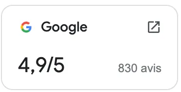 Google 4,9/5, 830 avis