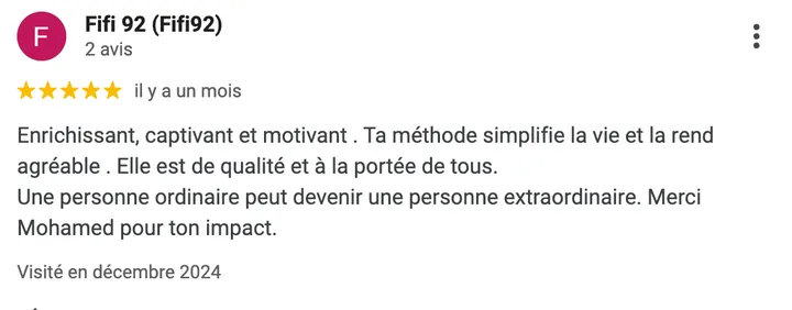 Avis Google d'un élève
