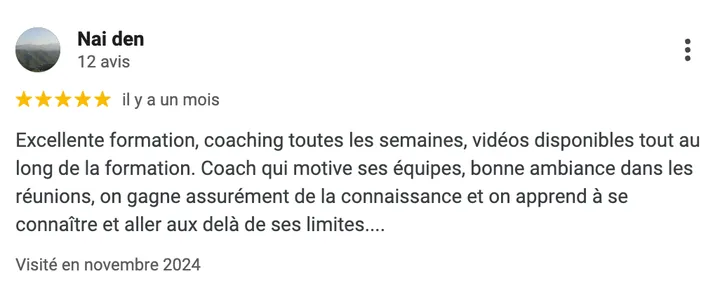 Avis Google d'un élève