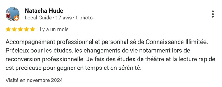 Avis Google d'un élève