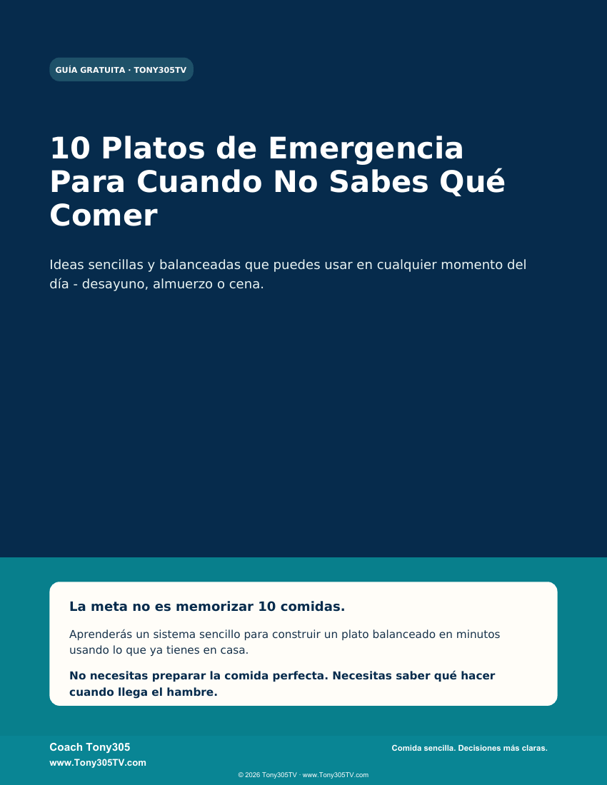 Portada real de la guía 10 Platos de Emergencia de Coach Tony305