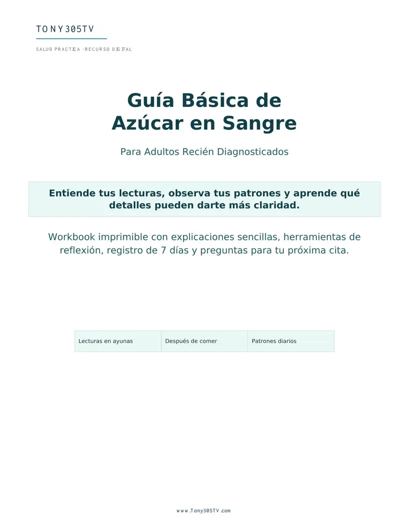 Portada de la Guía Básica de Azúcar en Sangre