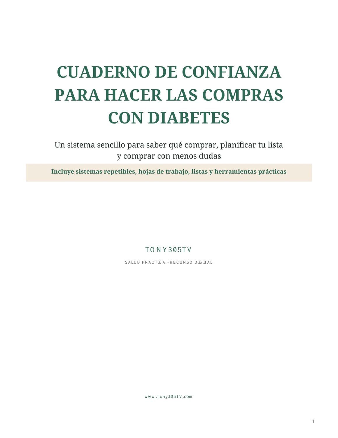 Portada real del Cuaderno de Confianza para Hacer las Compras con Diabetes