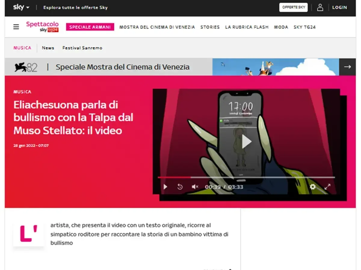 Frame del servizio Sky TG24 su 'Talpa dal muso stellato'