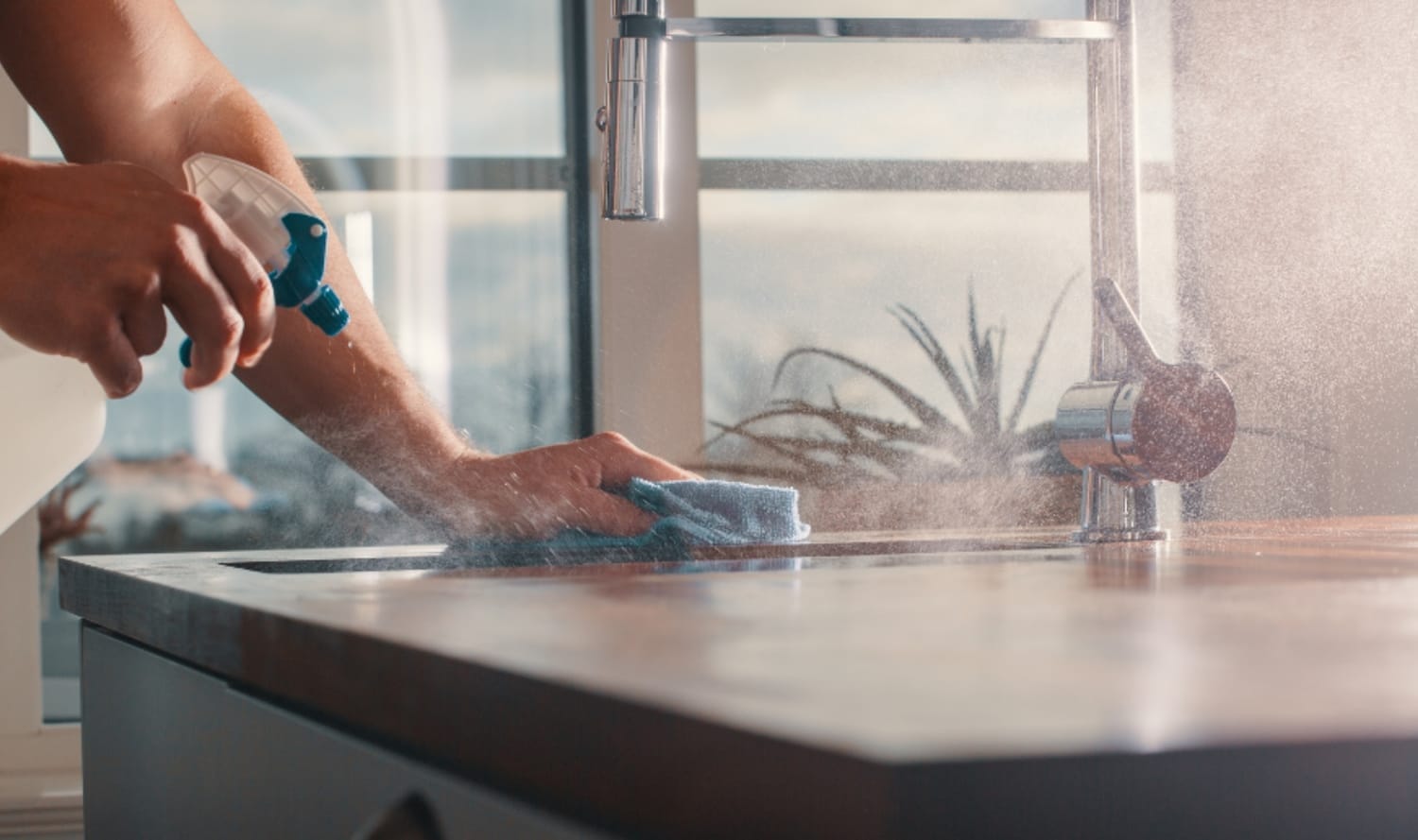 safe cleaning with spray