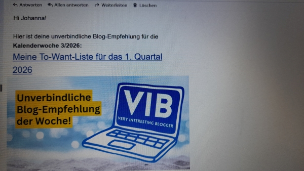 Screenshot von einer Email mit der Unverbindlichen Blogempfehlung der Woche.