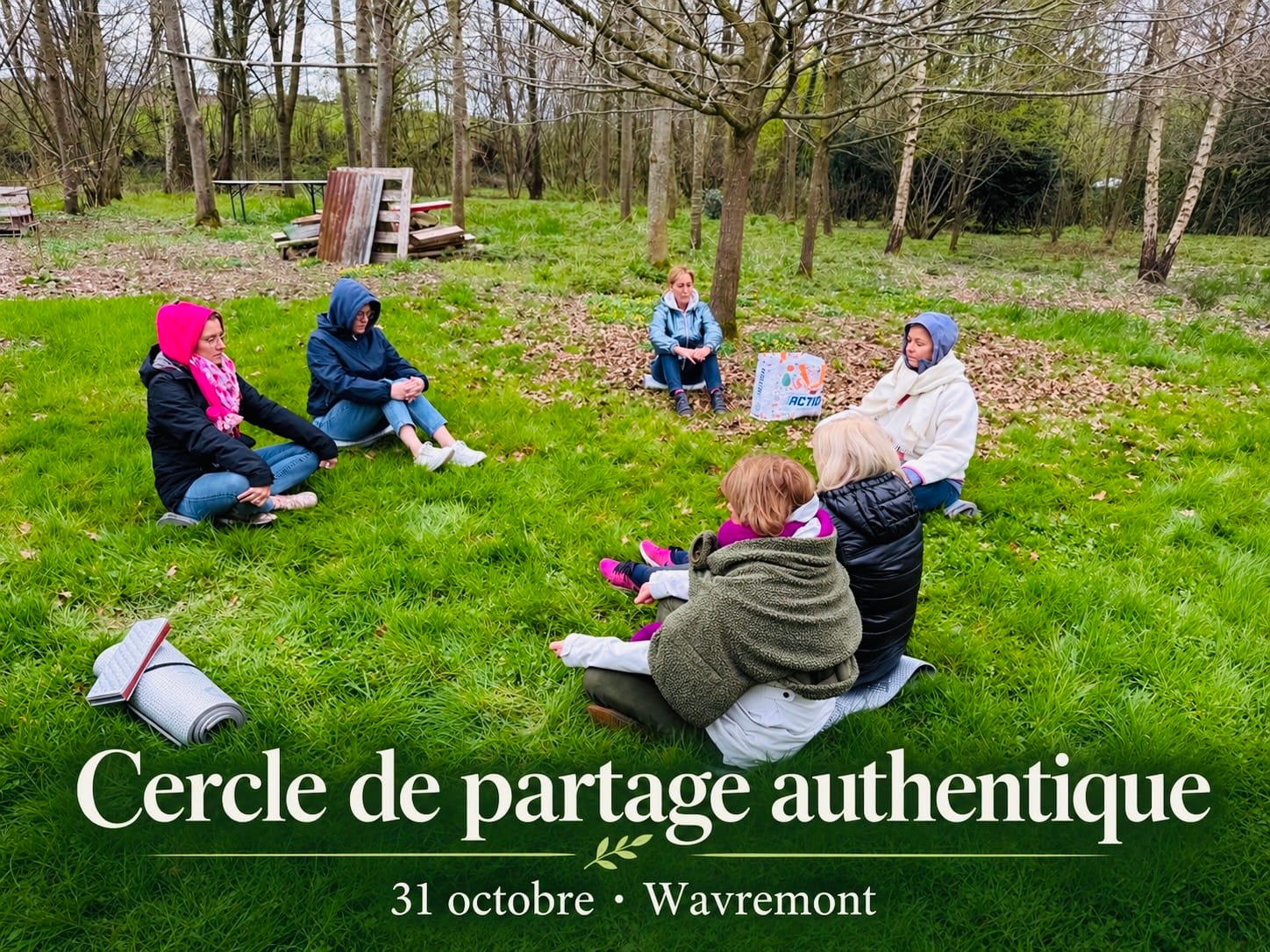 Cercle de partage authentique : des participants réunis dans la nature, le 31 octobre à Wavremont