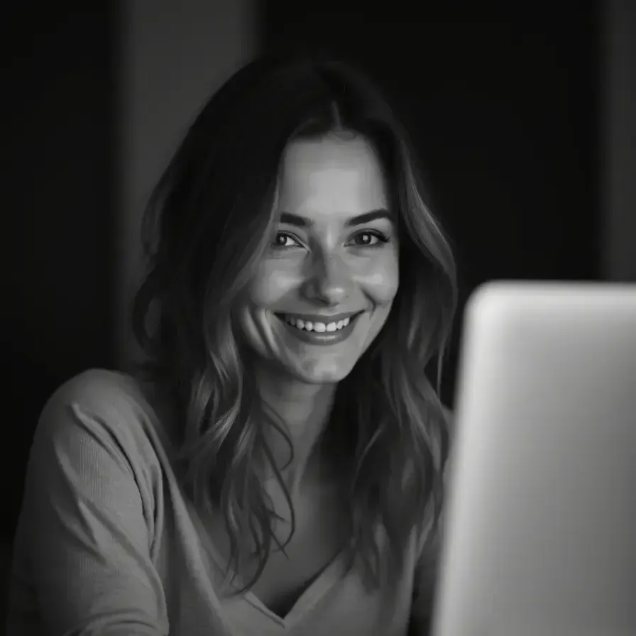 Femme marketeuse souriante et confiante après avoir trouvé une solution d'attribution marketing comme Hyros pour analyser son ROI.