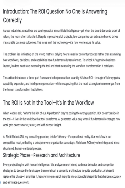 Introduction de l'article de Yannick Cochet dans The AI Journal sur le ROI de l'IA.