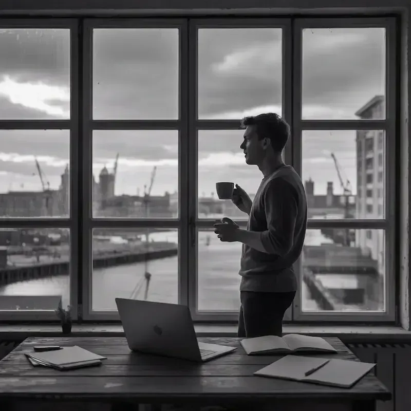 Freelance visionnaire anticipant l'avenir du marché et sa stratégie de gestion