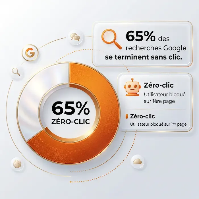 65% des recherches Google se terminent sans clic - Zéro-clic et visibilité en 2026