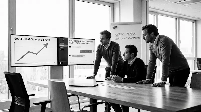 Analyse du paradoxe Qonto : forte croissance SEO sur Google mais déficit de visibilité sur les plateformes IA.